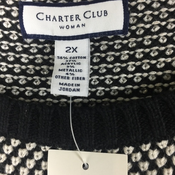 Charter Club Sweater Tunic Deep Black Combo - Picture 4 of 5